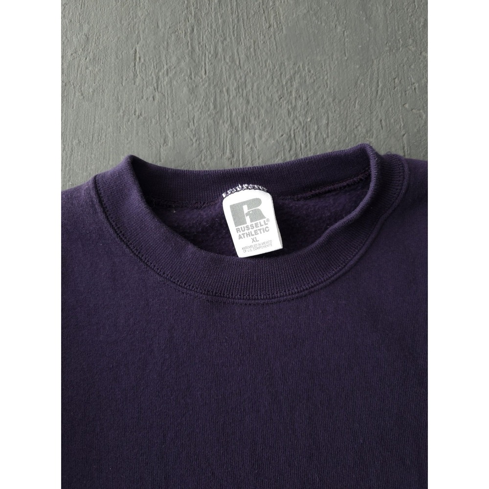 Vintage 90s Russell Athletic Purple Blank Crewneck Sweatshirt XL - Picture 5 of 10
